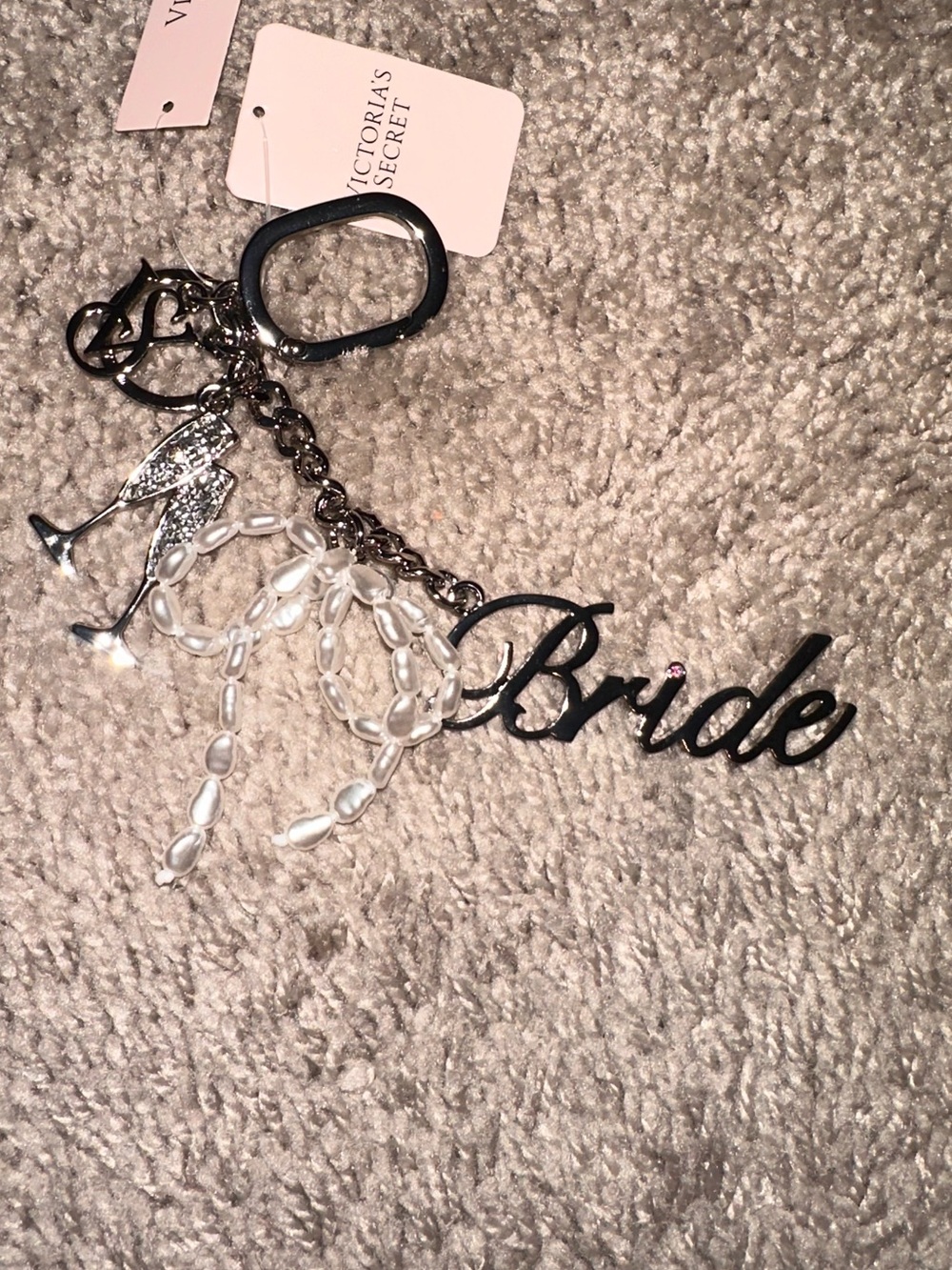 Victoria's Secret Black and Silver "Bride" 👰🏻 Charm Keychain